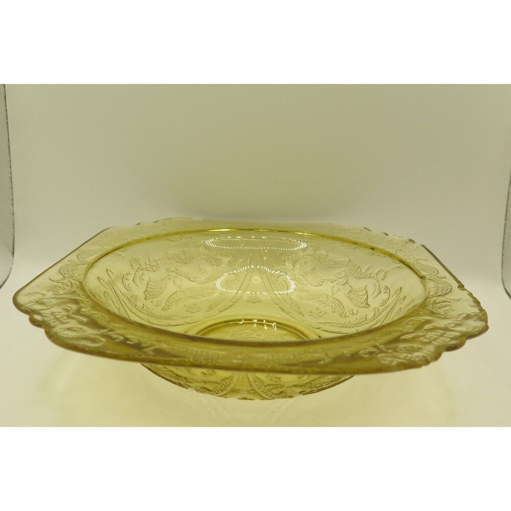Federal Glass Company Madrid pattern amber depression glass bowl